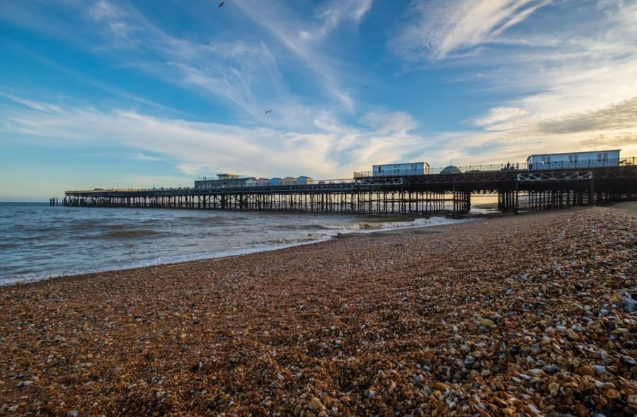South Pier seen from the pebble beach
